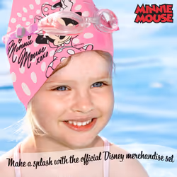 Children's Swimming Goggles and Swimming Cap Set Anti-Fog UV Protection (Pink Minnie, 3-6 Years)