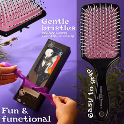 Disney Detangle Hair Brush for Women Teenagers Girls  Paddle Brush and Compact Mirror Set - Gifts for Girls (Black/Pink)