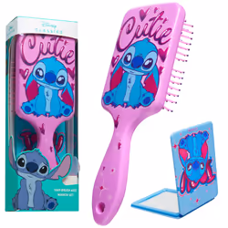 Detangle Hair Brush for Women Teenagers Girls, Paddle Brush and Compact Mirror Set - Gifts for Girls (Stitch Brush & Mirror)