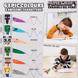 Erasable Gel Pens Set, Coloured Pens with Erasers Pack of 6, School Supplies - Gifts for Boys