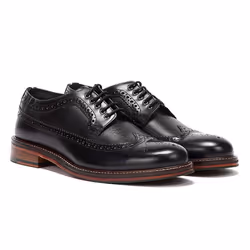 ) Ben Sherman Archie Brogue Leather Men's Black Lace-Up Shoes - Black, 10 (Adults'