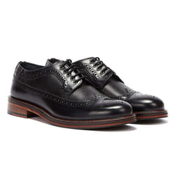 ) Ben Sherman Archie Brogue Leather Men's Black Lace-Up Shoes - Black, 10 (Adults'