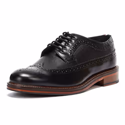 ) Ben Sherman Archie Brogue Leather Men's Black Lace-Up Shoes - Black, 10 (Adults'