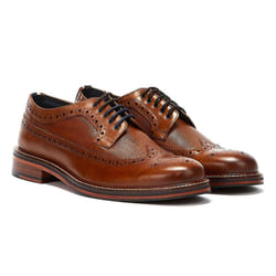 ) Ben Sherman Archie Brogue Leather Men's Tan Lace-Up Shoes - Brown, 10 (Adults'