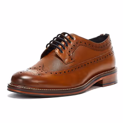 ) Ben Sherman Archie Brogue Leather Men's Tan Lace-Up Shoes - Brown, 10 (Adults'