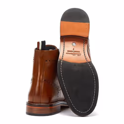 ) Ben Sherman Alfred Brogue Leather Men's Tan Boots - Brown, 9 (Adults'