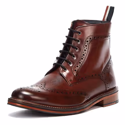 ) Ben Sherman Alfred Brogue Leather Men's Burgundy Boots - Red, 11 (Adults'