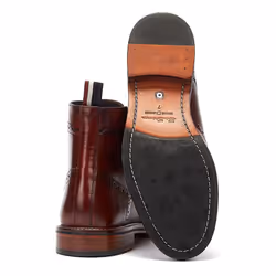 ) Ben Sherman Alfred Brogue Leather Men's Burgundy Boots - Red, 11 (Adults'