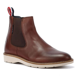 ) Ben Sherman Hampton Leather Men's Burgundy Boots - Red, 8 (Adults'
