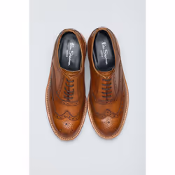 ) Ben Sherman Sugarman Brogue Leather Men's Tan Lace-Up Shoes - Brown, 8 (Adults'