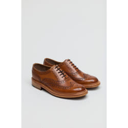 ) Ben Sherman Sugarman Brogue Leather Men's Tan Lace-Up Shoes - Brown, 9 (Adults'