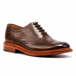 ) Ben Sherman Sugarman Brogue Leather Men's Mocha Lace-Up Shoes - Brown, 8 (Adults'