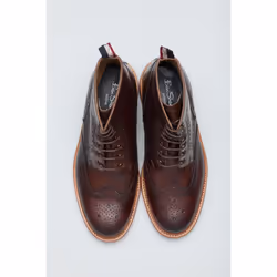 ) Ben Sherman Arthur Leather Men's Mocha Boots - Brown, 9 (Adults'