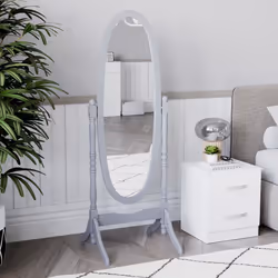 Nishano Oval Mirror Freestanding Tall Swivel Frame - Grey