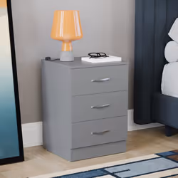 Riano 3 Drawer Bedside Chest Bedside Table Storage - Grey