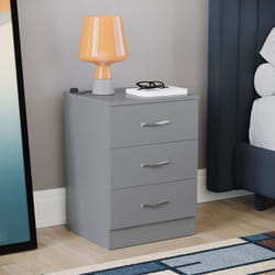 Riano 3 Drawer Bedside Chest Bedside Table Storage - Grey