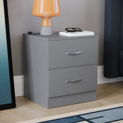 Riano 2 Drawer Bedside Chest Bedside Table Storage - Grey