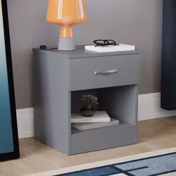 Riano 1 Drawer 1 Shelf Bedside Chest Nightstand - Grey