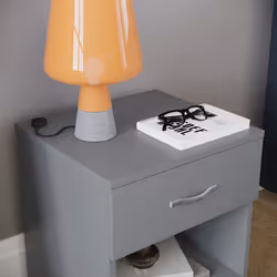 Riano 1 Drawer 1 Shelf Bedside Chest Nightstand - Grey