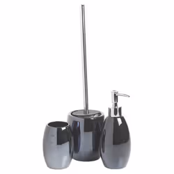 Ridder Ceramic Bathroom Dispenser Toilet Brush Set - Black, Toothbrush Tumbler