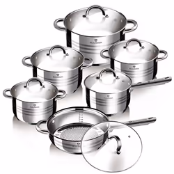 Blaumann 12Pc Cookware Set Stainless Steel Non Stick Pots Induction