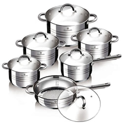 Blaumann 12Pc Cookware Set Stainless Steel Non Stick Pots Induction