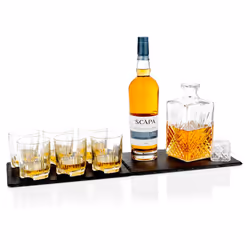 Bormioli Whiskey Decanter & 6 Glasses Tumblers Set - Selecta