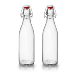 1L Clear Glass Swing Flip Top Lid Water Bottle Set - 500ml, 2