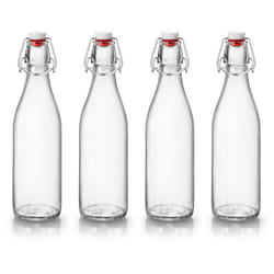 1L Clear Glass Swing Flip Top Lid Water Bottle Set - 500ml, 4