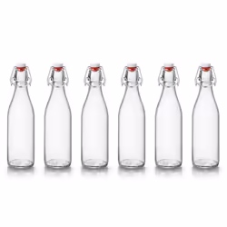 1L Clear Glass Swing Flip Top Lid Water Bottle Set - 500ml, 6