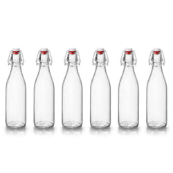 1L Clear Glass Swing Flip Top Lid Water Bottle Set - 500ml, 6