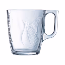 Luminarc 90ml 250ml Leaf Clear Glass Mug Coffee Cup Tea Espresso Hot Drink - 6 x 250ml