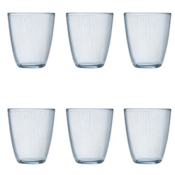 6x Luminarc 310ml Stripy Glass Drinking Glasses Juice Tumblers Dinner Glassware