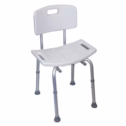 Shower Stool with Integrated Handles and Back - Aluminium Frame - Anti Slip Feet
