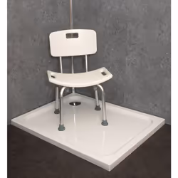 Shower Stool with Integrated Handles and Back - Aluminium Frame - Anti Slip Feet