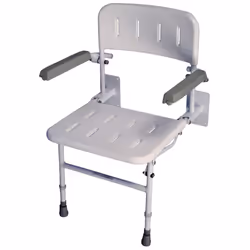 Deluxe Wall Mounted Shower Seat with Arms Fold Away - Rust free Aluminium