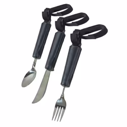 3 Piece Bendable Cutlery Set - Fork Knife and Spoon - Diswasher Safe - Black