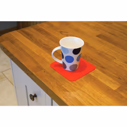 4 Pk Red Anti Slip Silicone Table Coasters - 90 x 90mm - Dishwasher Safe