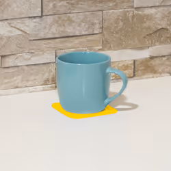 4 Pk Yellow Anti Slip Silicone Table Coasters - 90 x 90mm - Dishwasher Safe