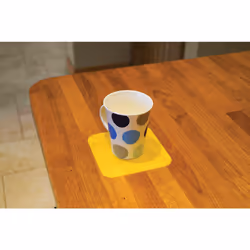 4 Pk Yellow Anti Slip Silicone Table Coasters - 90 x 90mm - Dishwasher Safe