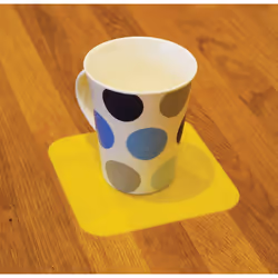 4 Pk Yellow Anti Slip Silicone Table Coasters - 140 x 140mm - Dishwasher Safe