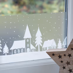 WINTER / XMAS BORDER HOMES static cling vinyl window film (20cm x 1.5m)