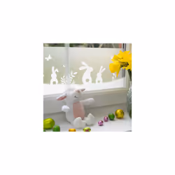 dc fix SPRING WINDOW BORDER LOVELY RABBITS static cling vinyl window film (20cm x 1.5m)