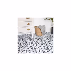 STENCIL MOTIF GREY peel and stick vinyl floor tiles (30.48cm x 30.48cm) pack qty 11 tiles (1sqm)