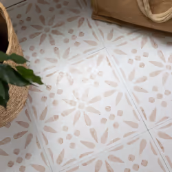 VINTAGE FLOWERS peel and stick vinyl floor tiles (30.48cm x 30.48cm) pack qty 11 tiles (1sqm)