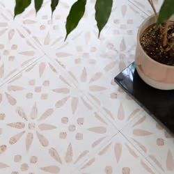 VINTAGE FLOWERS peel and stick vinyl floor tiles (30.48cm x 30.48cm) pack qty 11 tiles (1sqm)