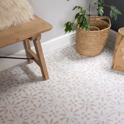 VINTAGE FLOWERS peel and stick vinyl floor tiles (30.48cm x 30.48cm) pack qty 11 tiles (1sqm)