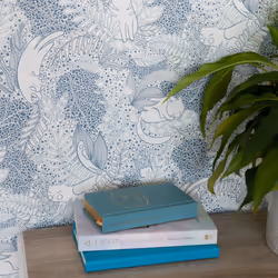 nu wallpaper GATO GARDEN BLUE peel & stick wallpaper