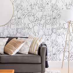 nu wallpaper PAWS ON BLACK & WHITE peel & stick wallpaper