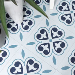 ORIENTAL FLOWER peel and stick vinyl floor tiles (30.48cm x 30.48cm) pack qty 11 tiles (1sqm)